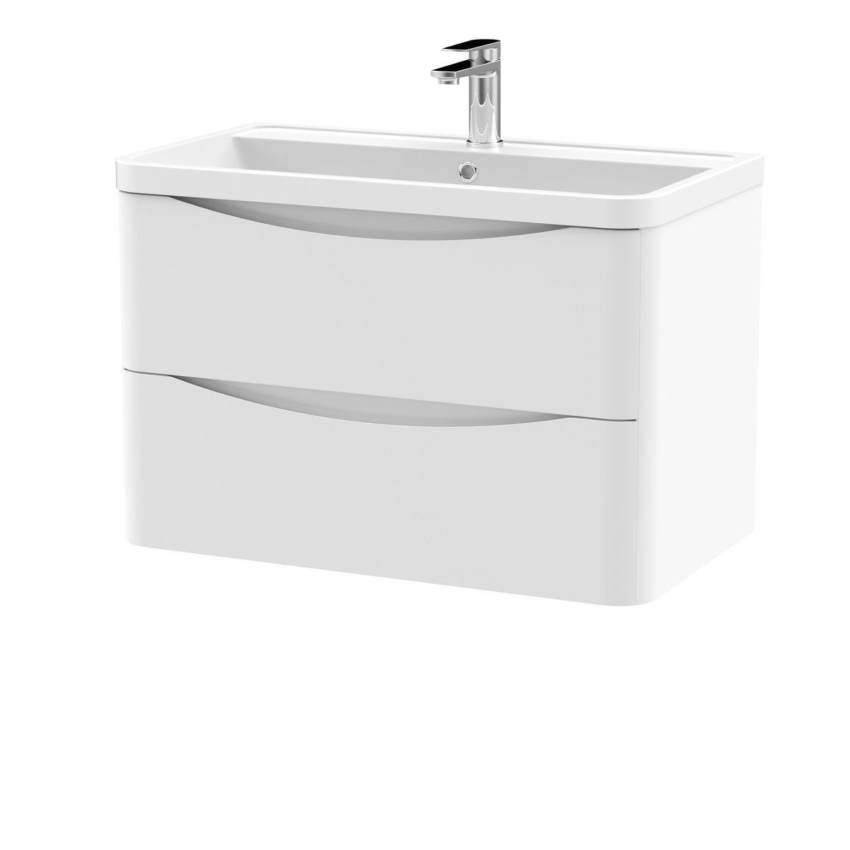Nuie Lunar 800mm 2 Drawer Wall Hung Vanity Unit With Polymarble Basin