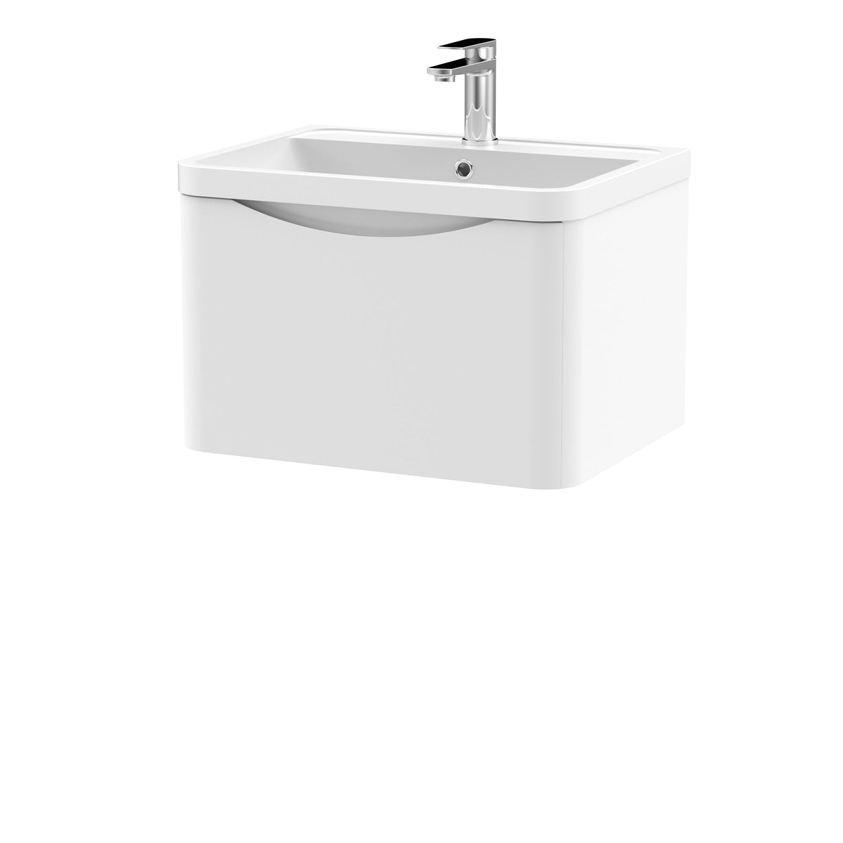 Nuie Lunar 600mm 1 Drawer Wall Hung Vanity Unit With Polymarble Basin
