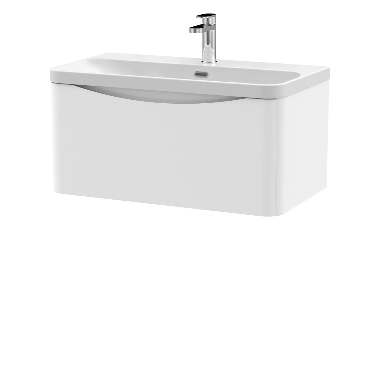 Nuie Lunar 800mm 1 Drawer Wall Hung Vanity Unit With Thin Edge Basin