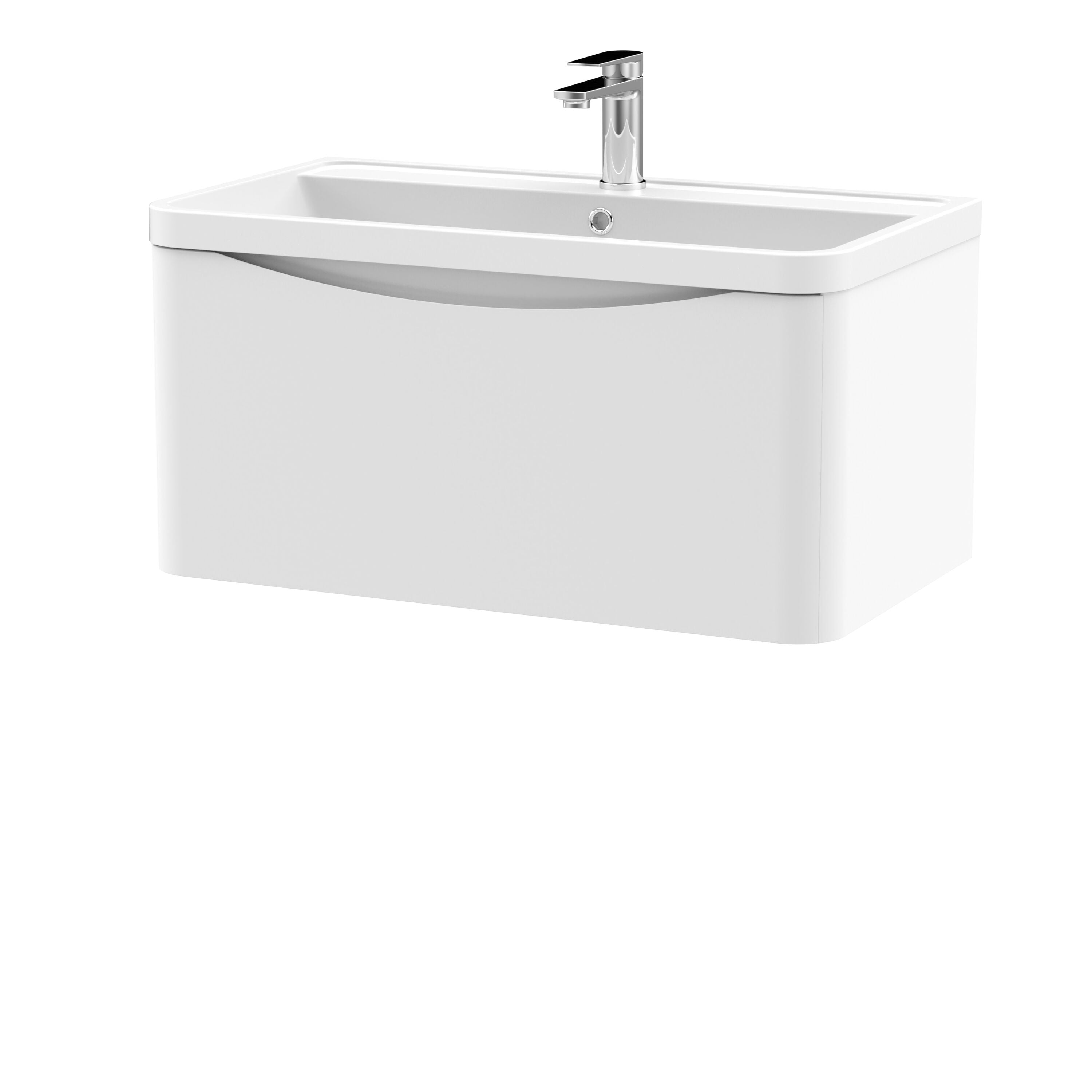 Nuie Lunar 800mm 1 Drawer Wall Hung Vanity Unit With Polymarble Basin