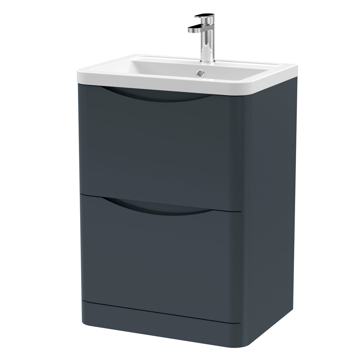 Nuie Lunar 600mm 2 Drawer Floor Standing Vanity Unit With Basin