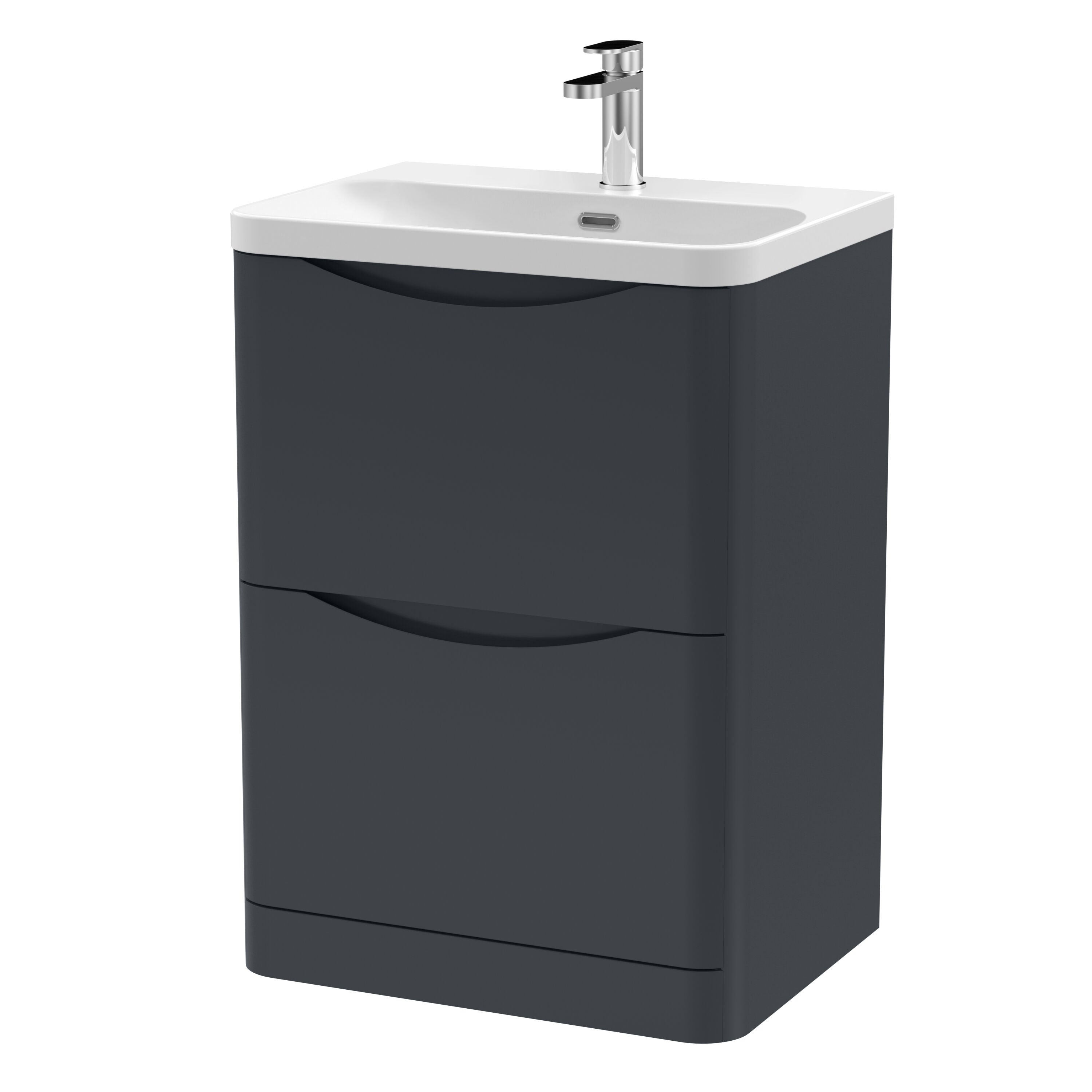 Nuie Lunar 600mm 2 Drawer Floor Standing Vanity Unit With Thin Edge Basin