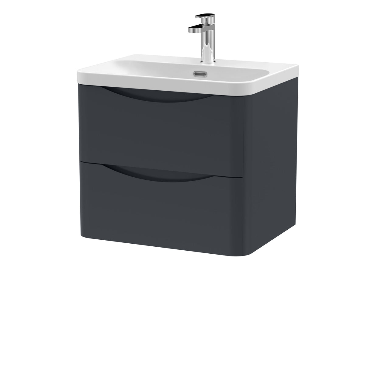 Nuie Lunar 600mm 2 Drawer Wall Hung Vanity Unit With Thin Edge Basin