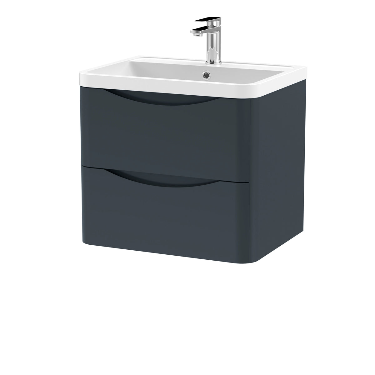 Nuie Lunar 600mm 2 Drawer Wall Hung Vanity Unit With Polymarble Basin
