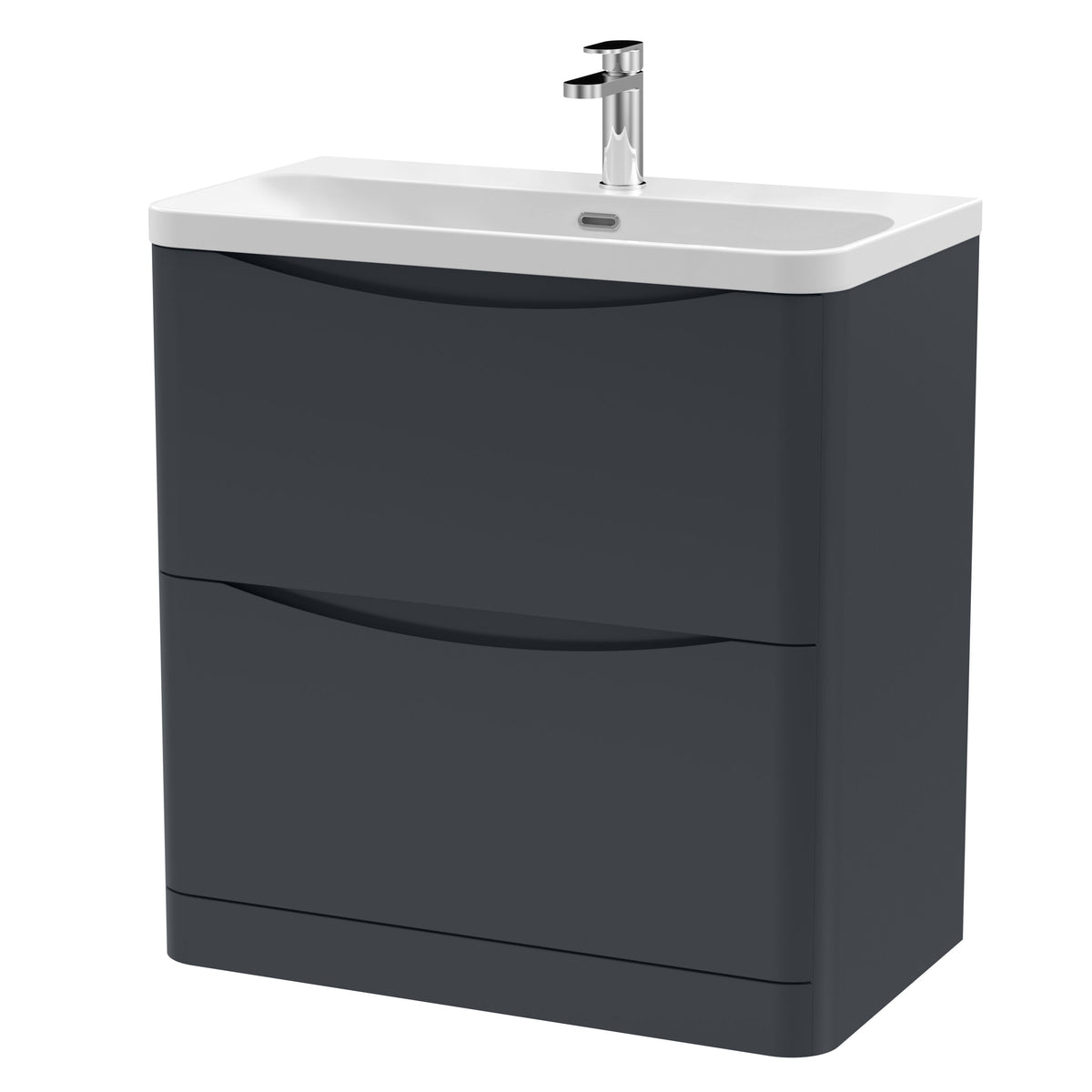 Nuie Lunar 800mm 2 Drawer Floor Standing Vanity Unit With Thin Edge Basin