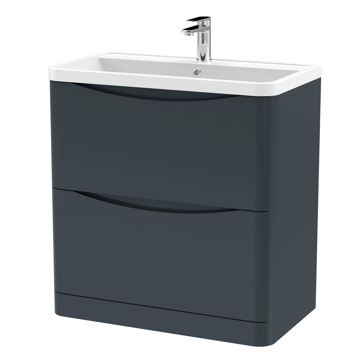 Nuie Lunar 800mm 2 Drawer Floor Standing Vanity Unit With Polymarble Basin