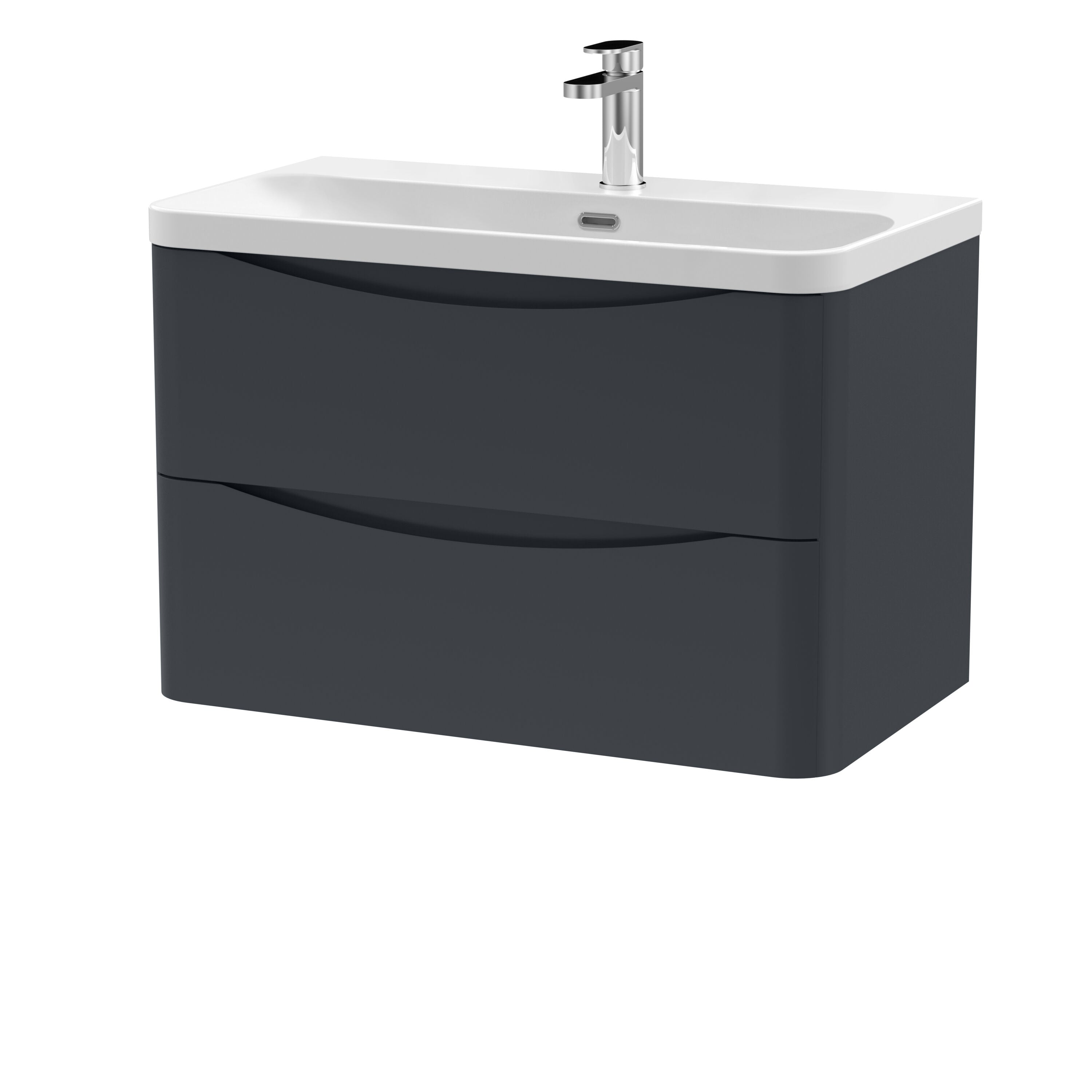 Nuie Lunar 800mm 2 Drawer Wall Hung Vanity Unit With Thin Edge Basin