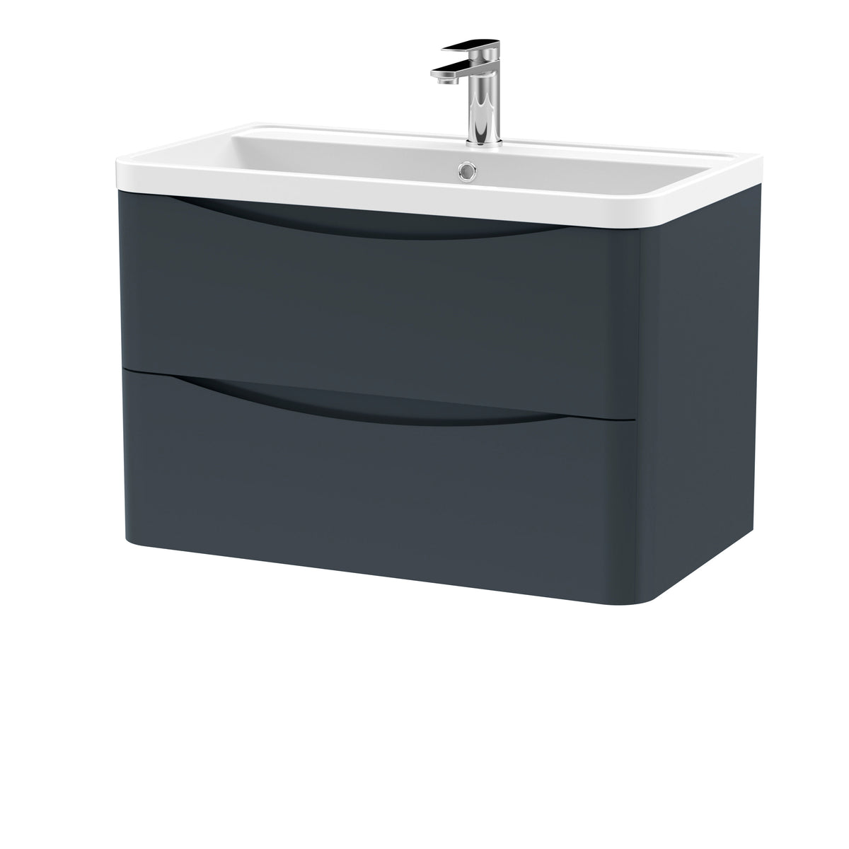 Nuie Lunar 800mm 2 Drawer Wall Hung Vanity Unit With Polymarble Basin