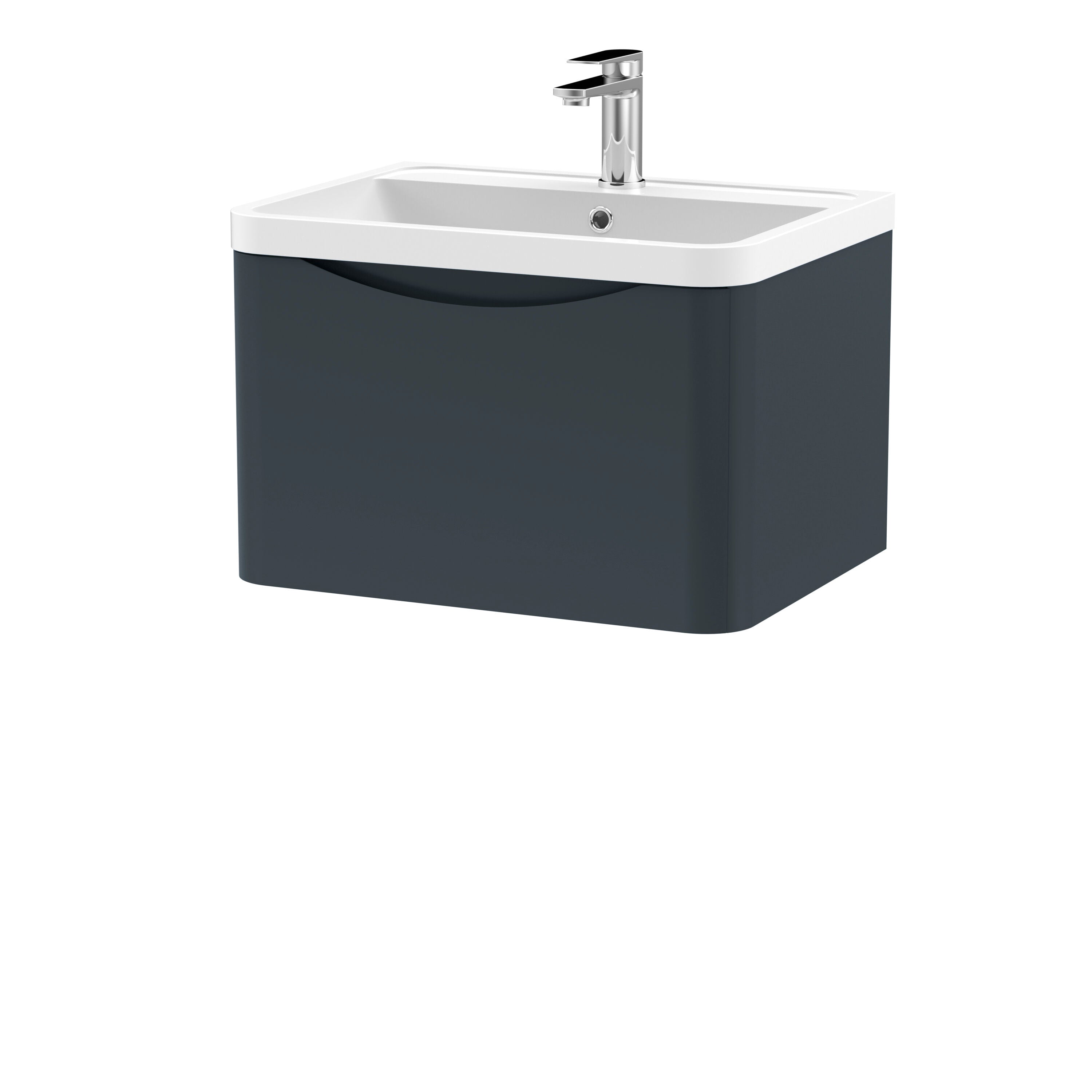 Nuie Lunar 600mm 1 Drawer Wall Hung Vanity Unit With Polymarble Basin