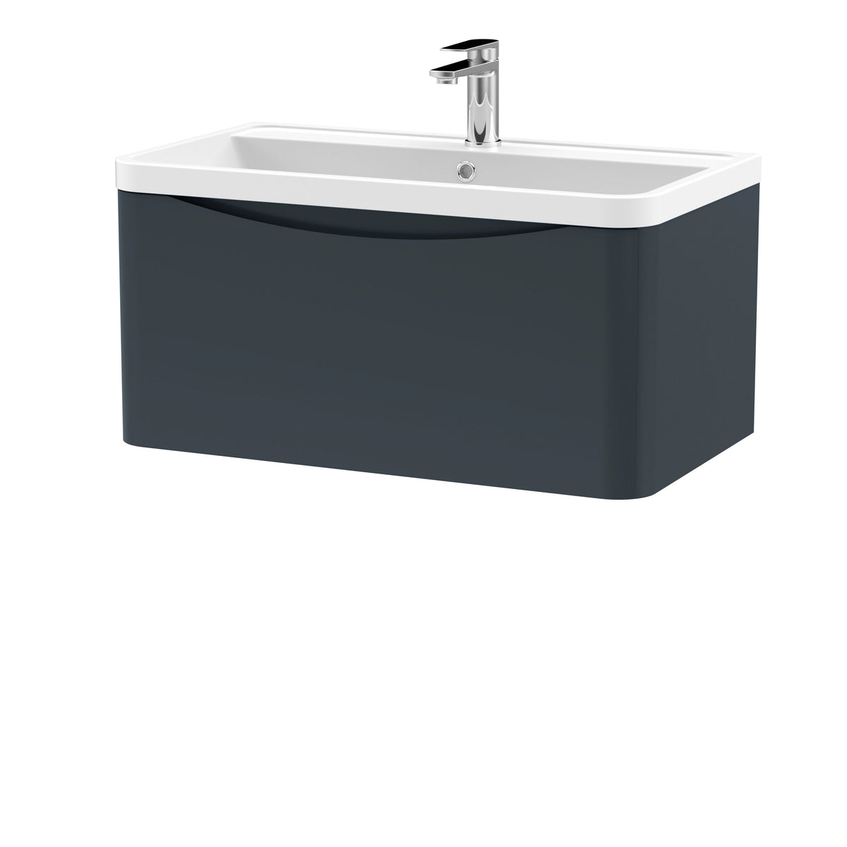 Nuie Lunar 800mm 1 Drawer Wall Hung Vanity Unit With Polymarble Basin