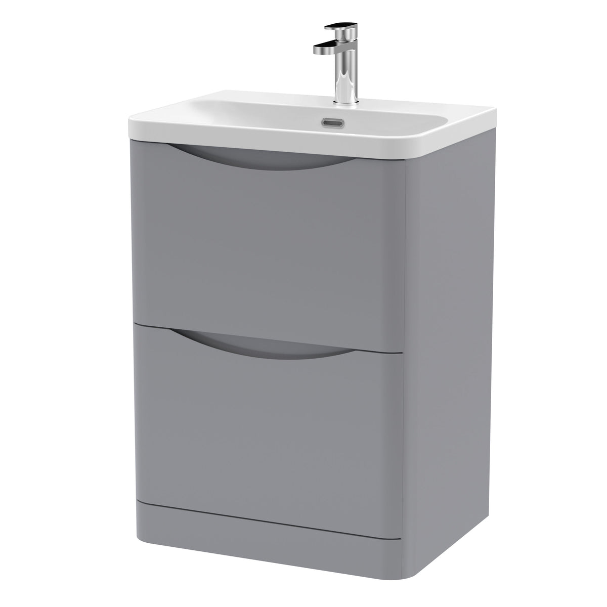 Nuie Lunar 600mm 2 Drawer Floor Standing Vanity Unit With Thin Edge Basin