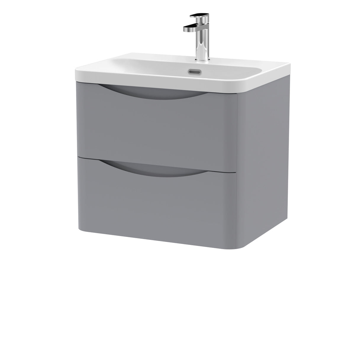 Nuie Lunar 600mm 2 Drawer Wall Hung Vanity Unit With Thin Edge Basin