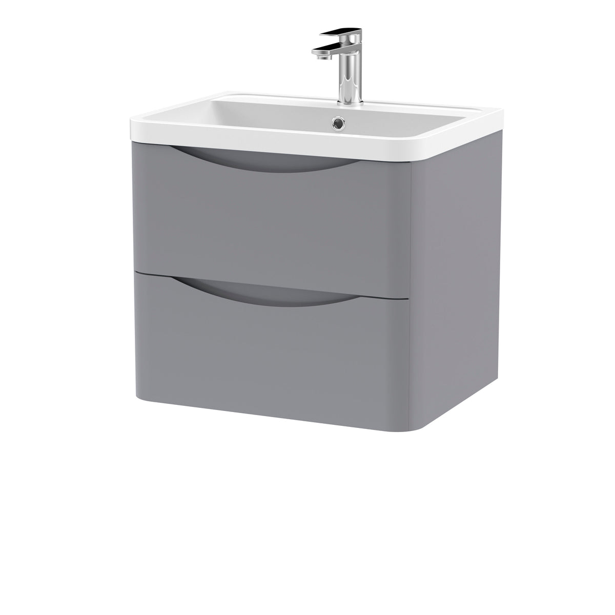 Nuie Lunar 600mm 2 Drawer Wall Hung Vanity Unit With Polymarble Basin