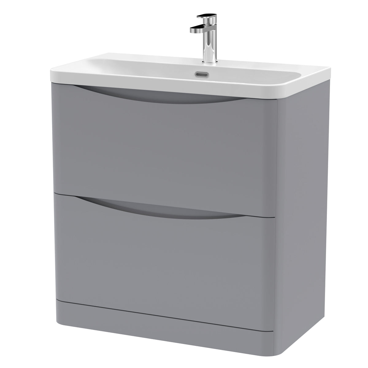 Nuie Lunar 800mm 2 Drawer Floor Standing Vanity Unit With Thin Edge Basin
