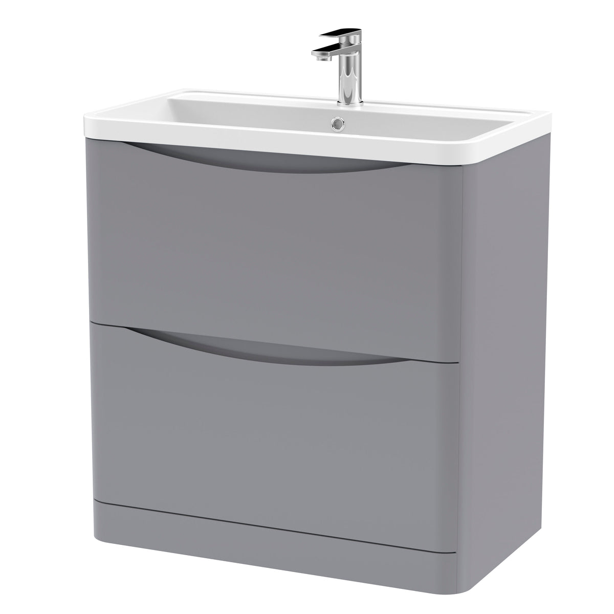 Nuie Lunar 800mm 2 Drawer Floor Standing Vanity Unit With Polymarble Basin