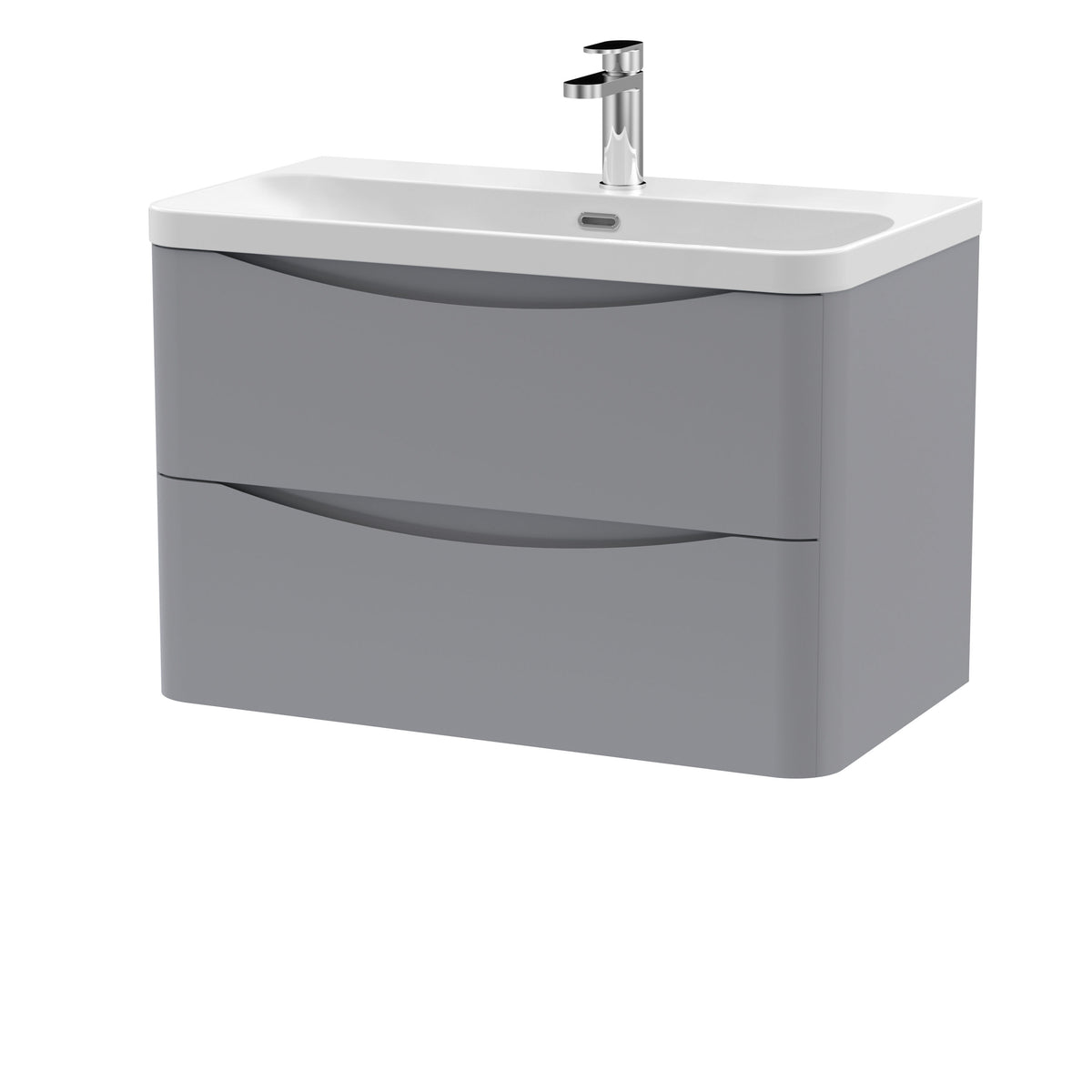 Nuie Lunar 800mm 2 Drawer Wall Hung Vanity Unit With Thin Edge Basin