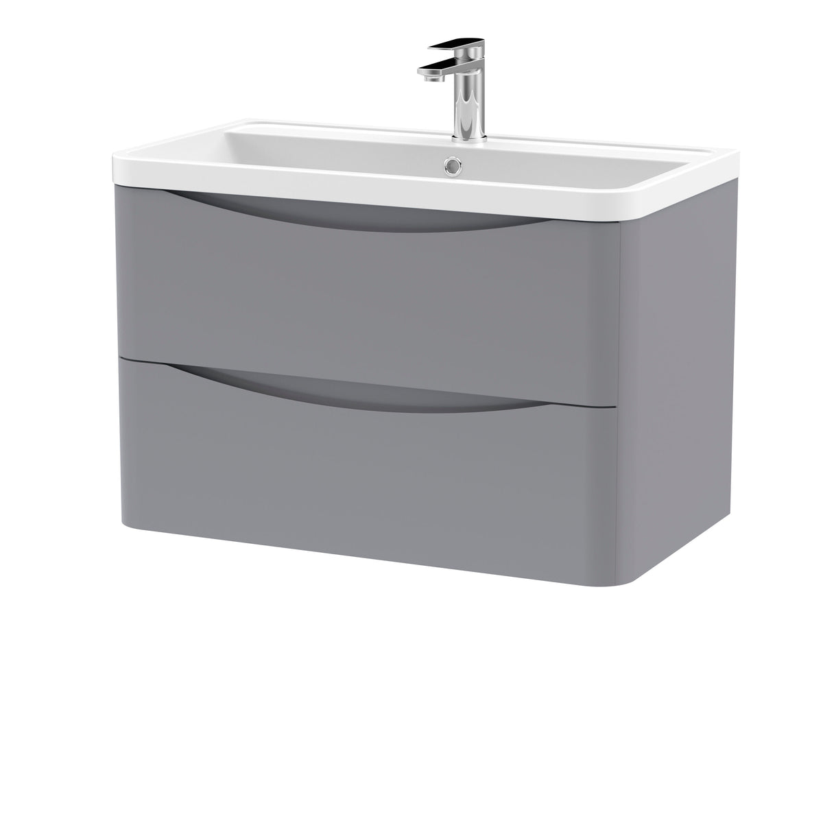 Nuie Lunar 800mm 2 Drawer Wall Hung Vanity Unit With Polymarble Basin