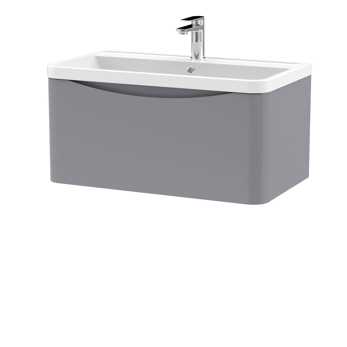 Nuie Lunar 800mm 1 Drawer Wall Hung Vanity Unit With Polymarble Basin