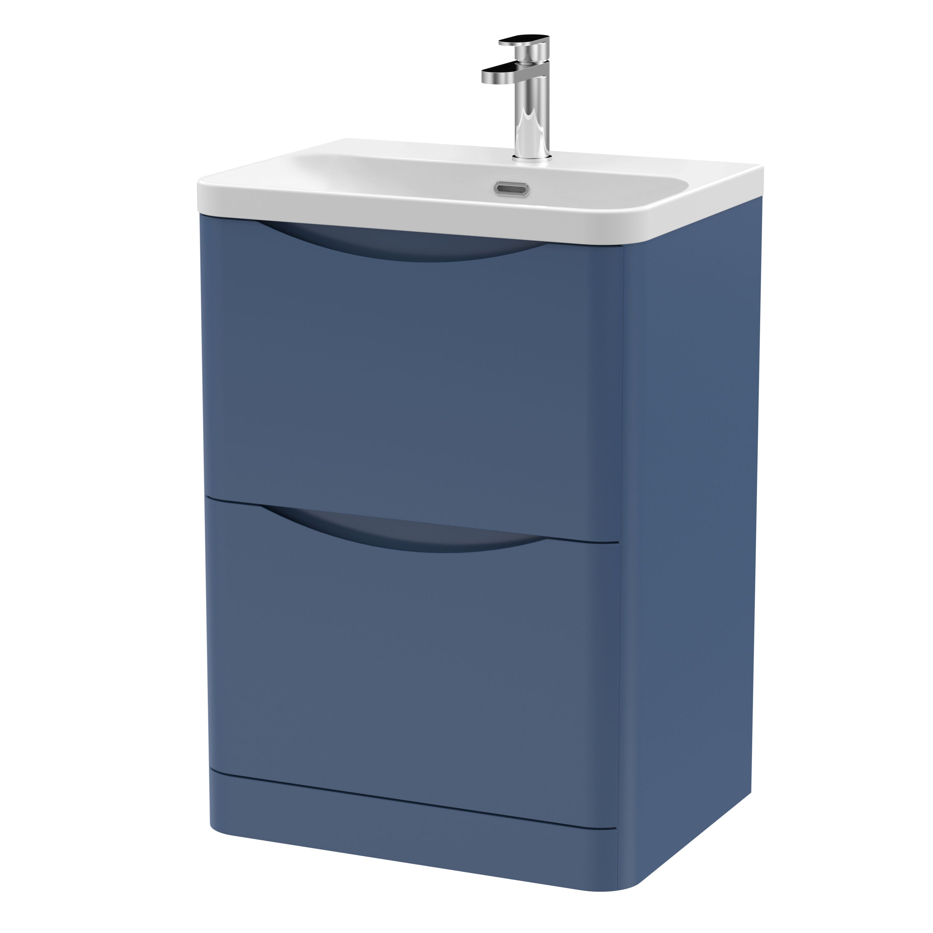 Nuie Lunar 600mm 2 Drawer Floor Standing Vanity Unit With Thin Edge Basin