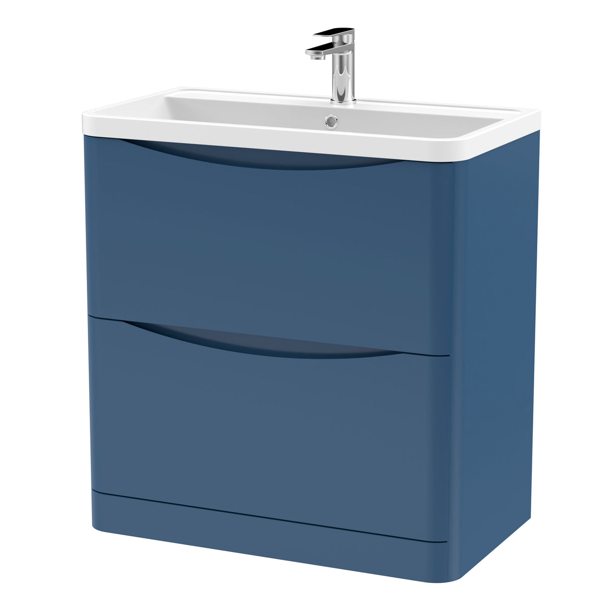 Nuie Lunar 800mm 2 Drawer Floor Standing Vanity Unit With Polymarble Basin