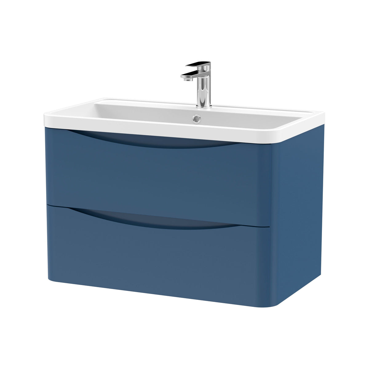 Nuie Lunar 800mm 2 Drawer Wall Hung Vanity Unit With Polymarble Basin