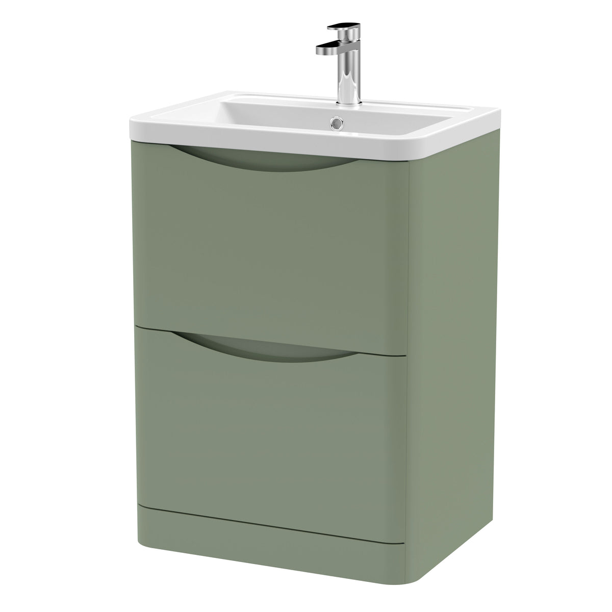 Nuie Lunar 600mm 2 Drawer Floor Standing Vanity Unit With Basin