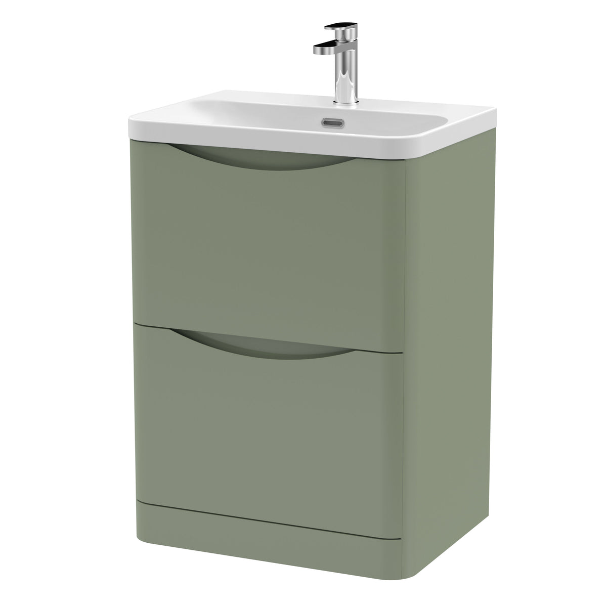 Nuie Lunar 600mm 2 Drawer Floor Standing Vanity Unit With Thin Edge Basin