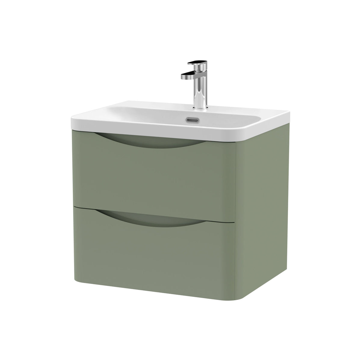 Nuie Lunar 600mm 2 Drawer Wall Hung Vanity Unit With Thin Edge Basin