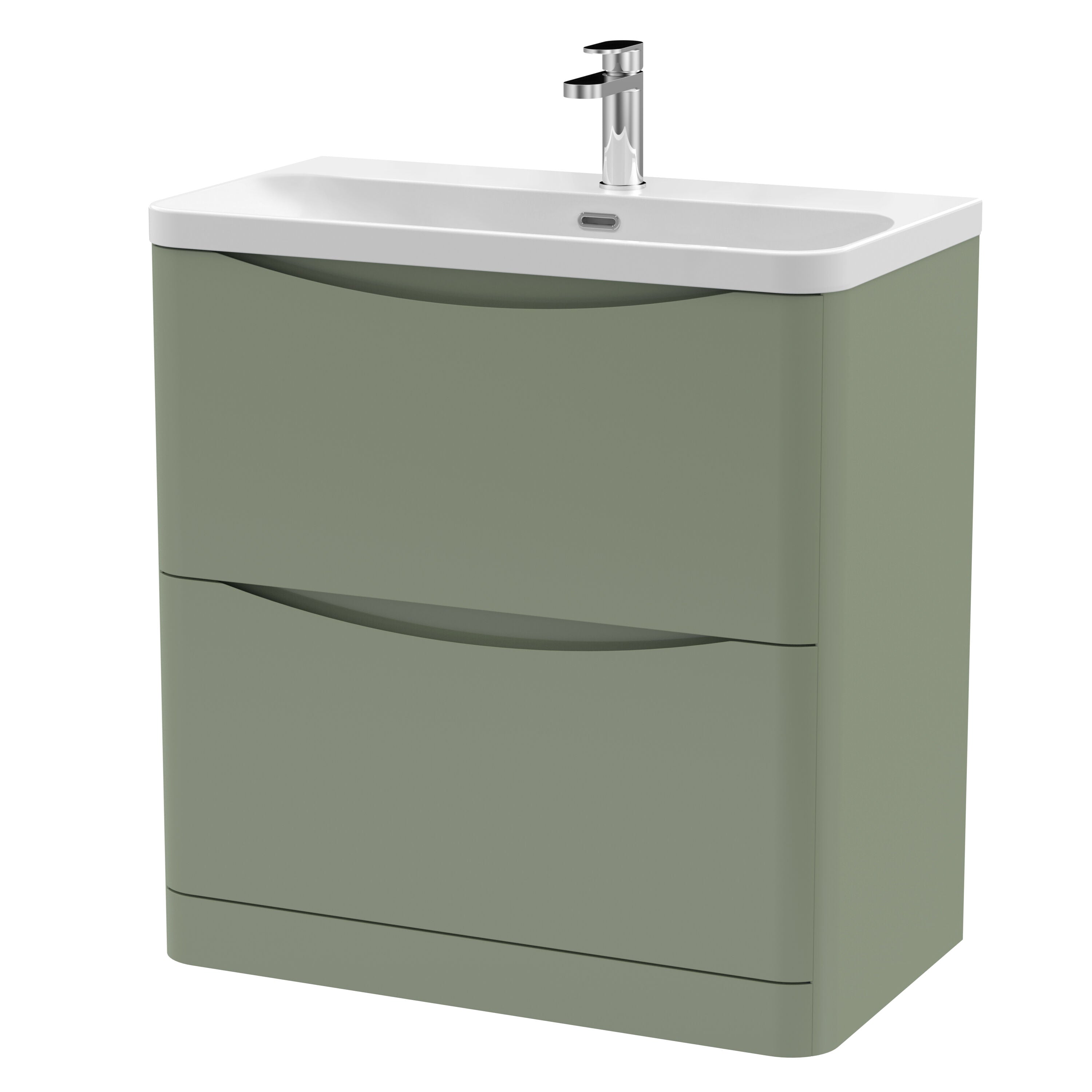 Nuie Lunar 800mm 2 Drawer Floor Standing Vanity Unit With Thin Edge Basin