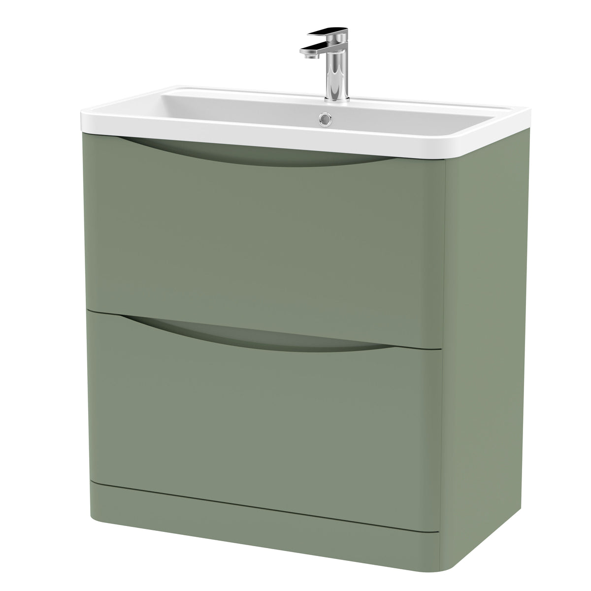 Nuie Lunar 800mm 2 Drawer Floor Standing Vanity Unit With Polymarble Basin