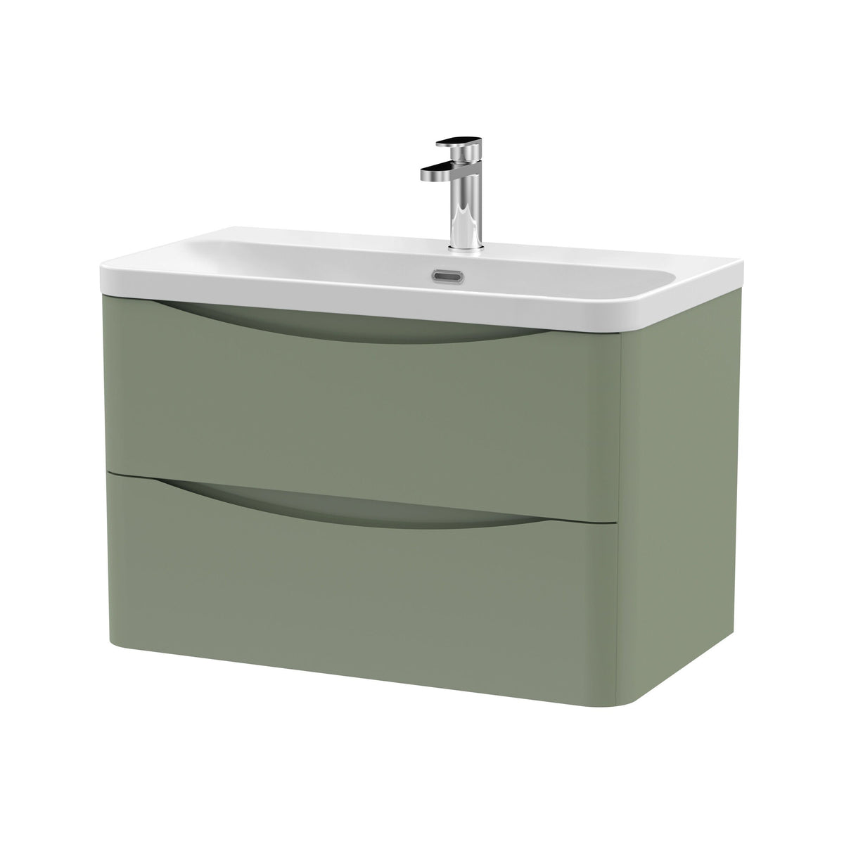 Nuie Lunar 800mm 2 Drawer Wall Hung Vanity Unit With Thin Edge Basin