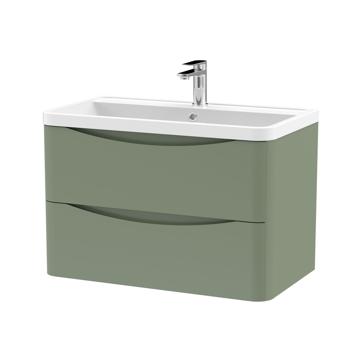 Nuie Lunar 800mm 2 Drawer Wall Hung Vanity Unit With Polymarble Basin