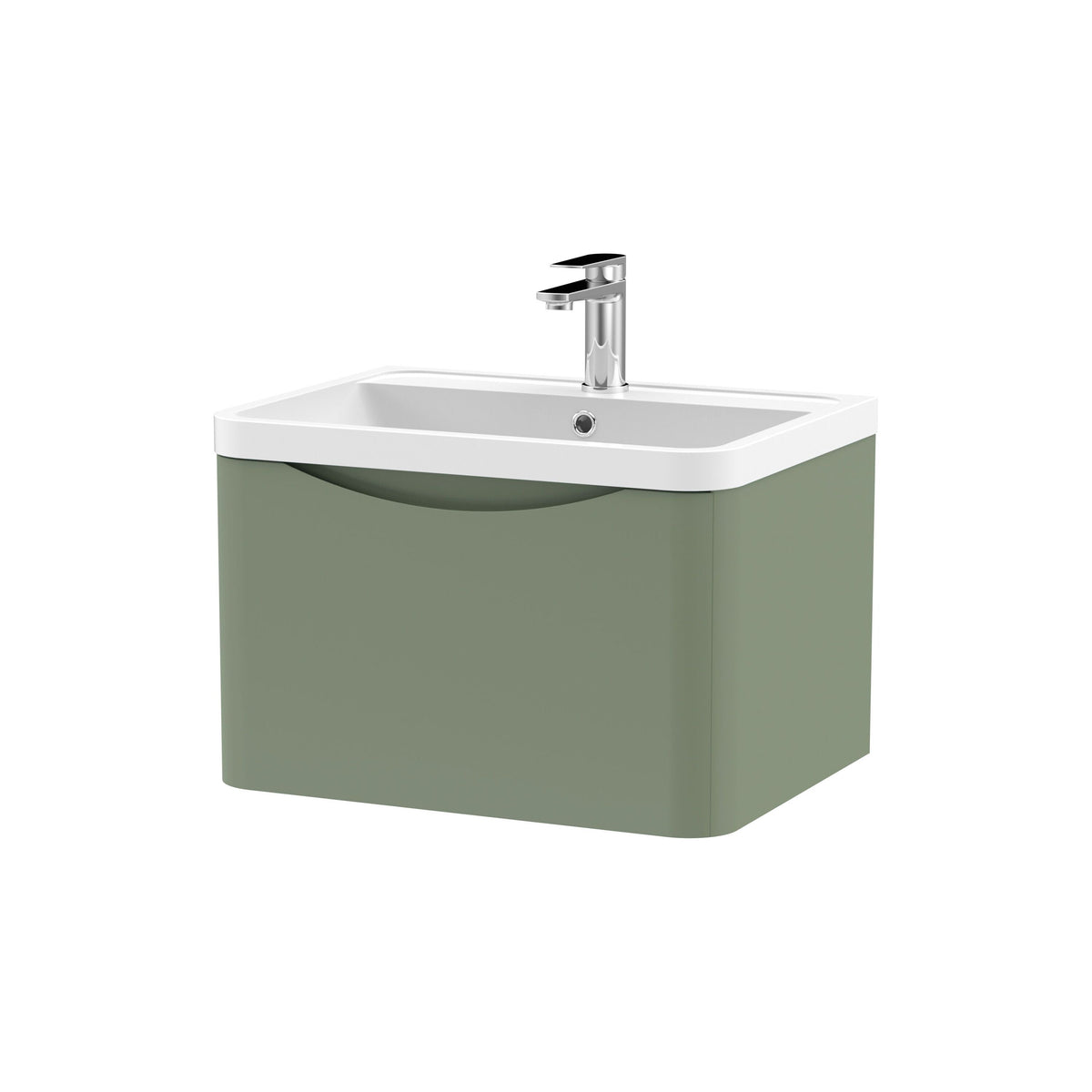 Nuie Lunar 600mm 1 Drawer Wall Hung Vanity Unit With Polymarble Basin
