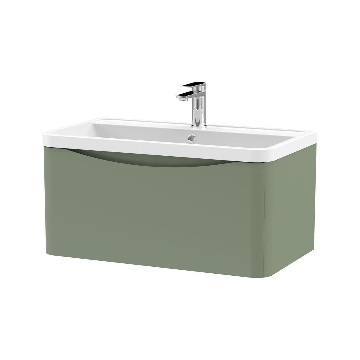 Nuie Lunar 800mm 1 Drawer Wall Hung Vanity Unit With Polymarble Basin