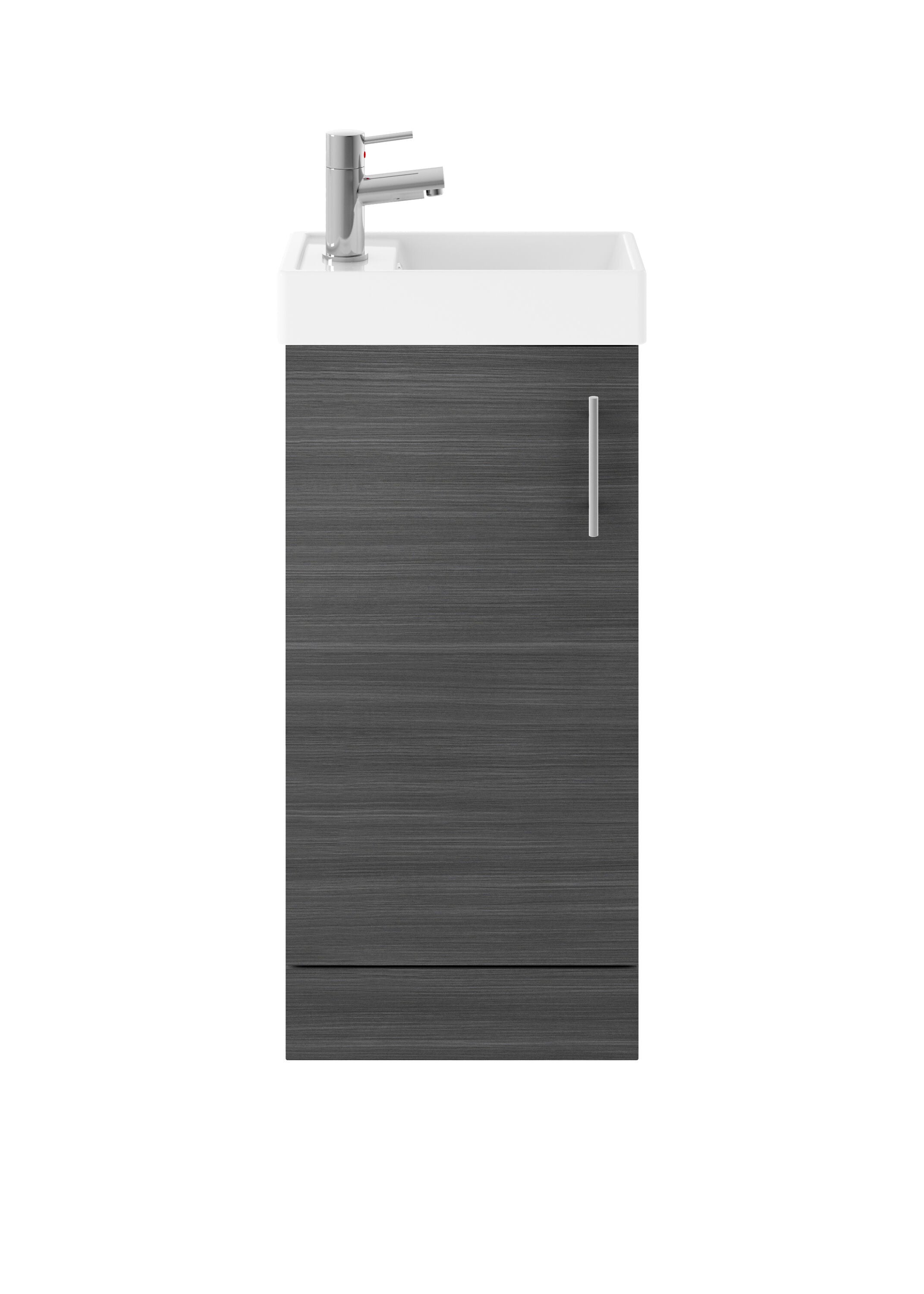 Nuie Vault 400mm Anthracite Floor Standing 1 Door Compact Vanity Unit With 1 Tap Hole Basin