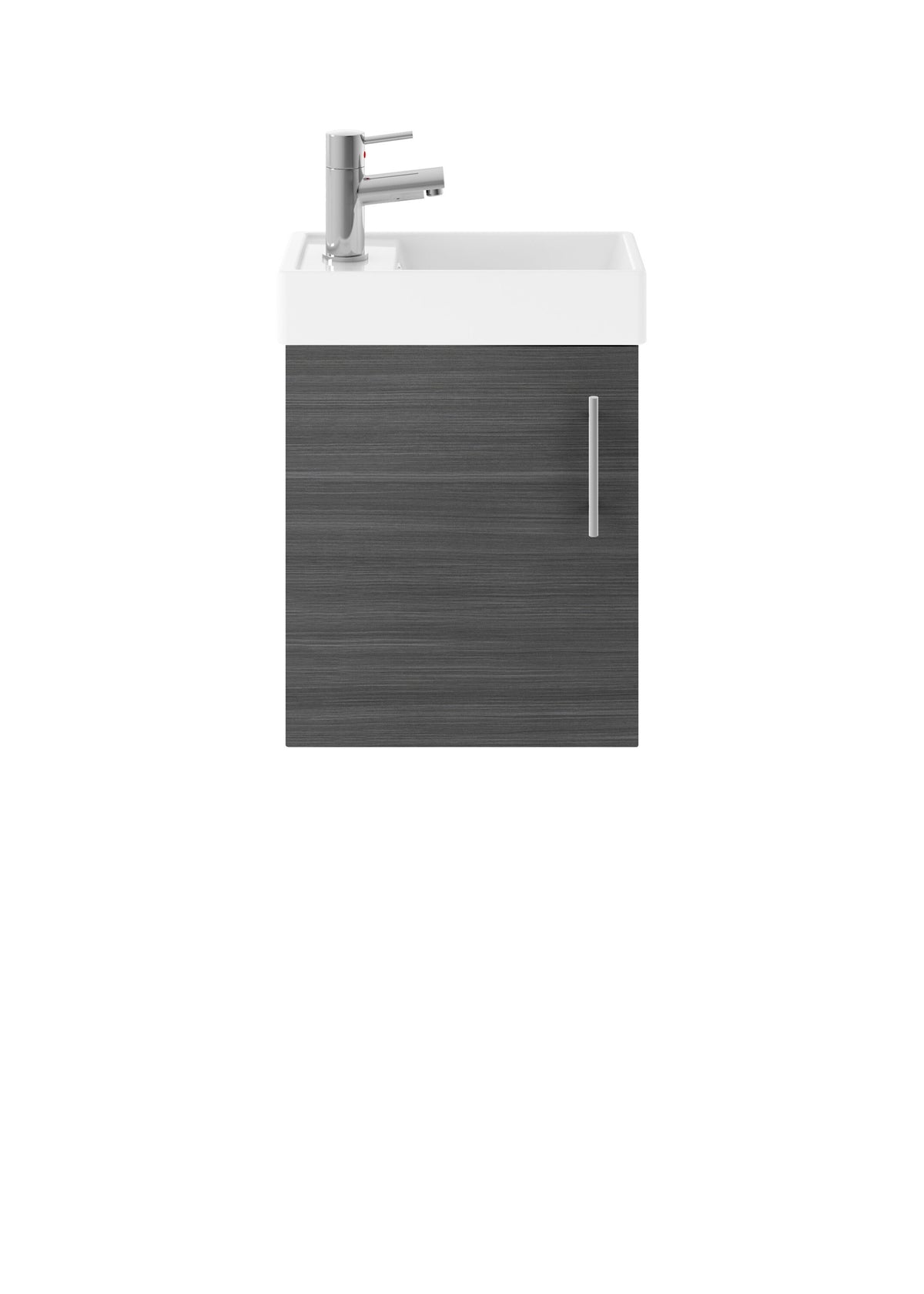 Nuie Vault 400mm Anthracite Wall Hung 1 Door Compact Vanity Unit With 1 Tap Hole Basin