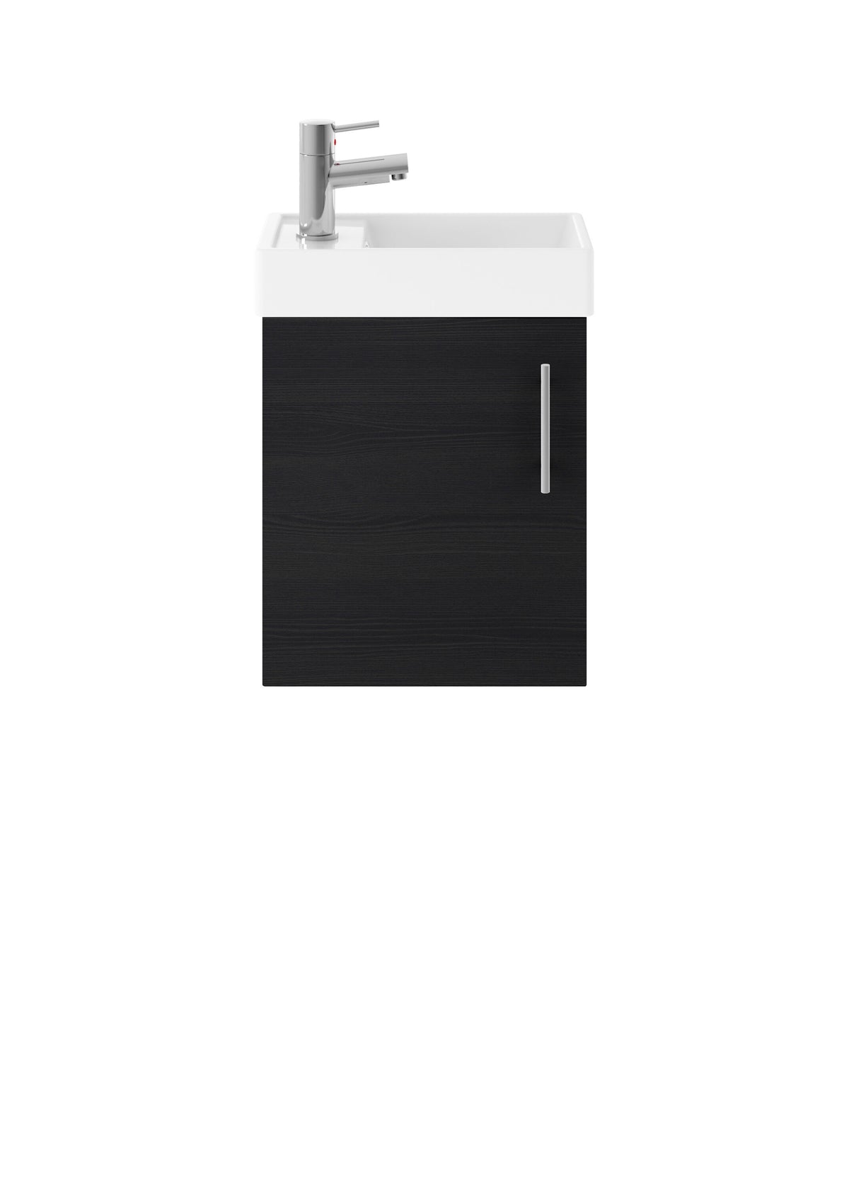 Nuie Vault 400mm Wall Hung 1 Door Compact Vanity Unit With 1 Tap Hole Basin
