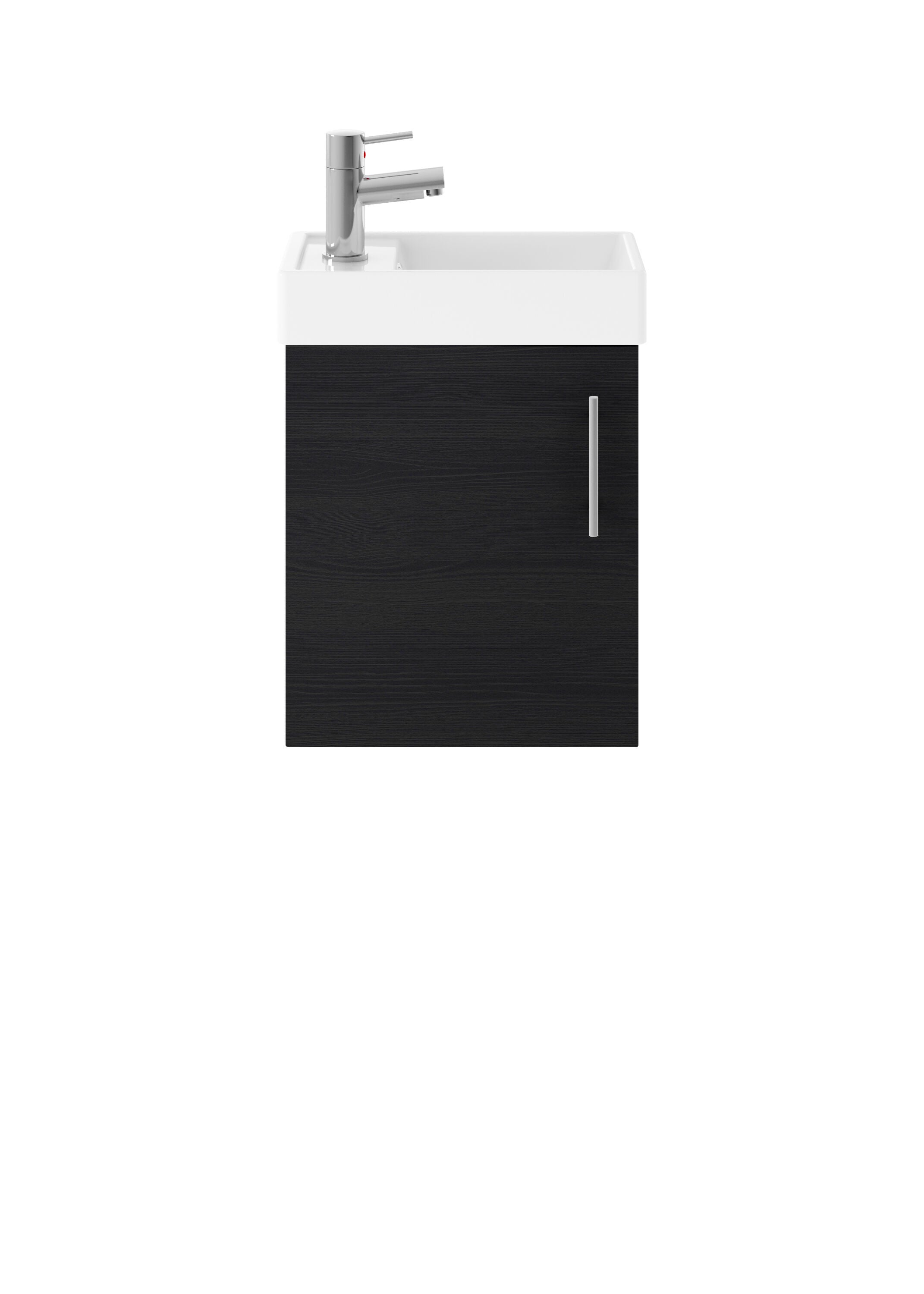 nuie Vault 400mm Charcoal Black Wall Hung 1 Door Compact Vanity Unit With 1 Tap Hole Basin