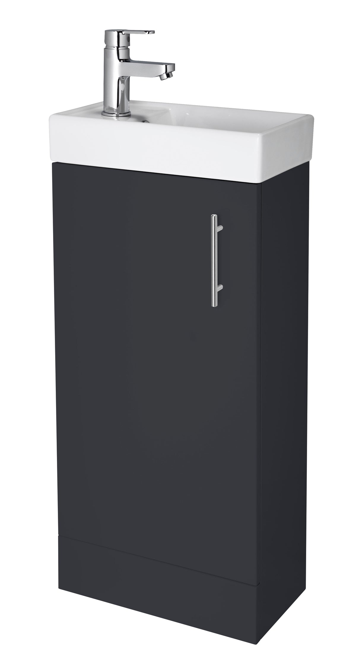 Nuie Vault 400mm Floor Standing 1 Door Compact Vanity Unit With 1 Tap Hole Basin