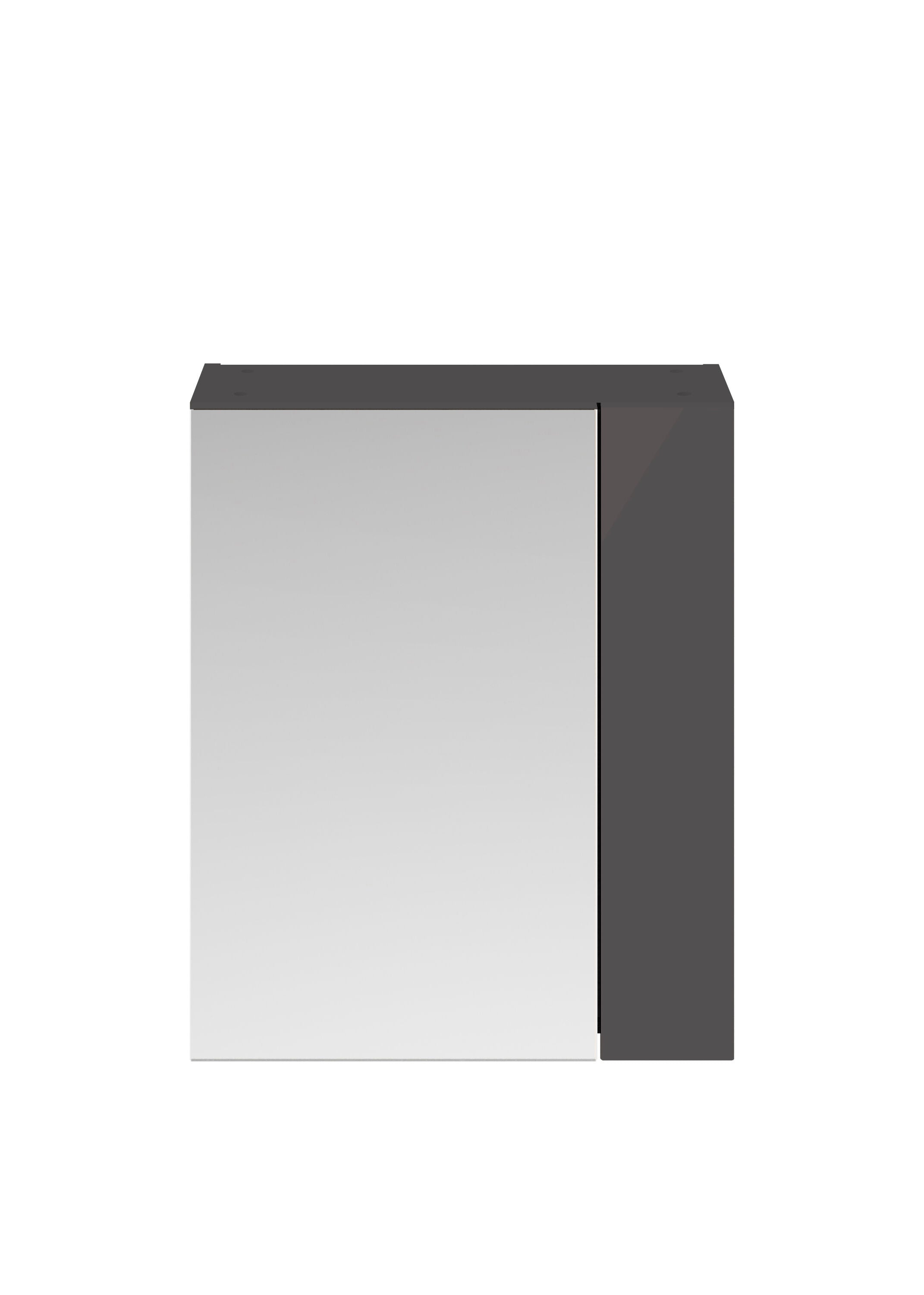 nuie Athena 600 x 713mm Gloss Grey Wall Hung 75/25 Mirror Cabinet