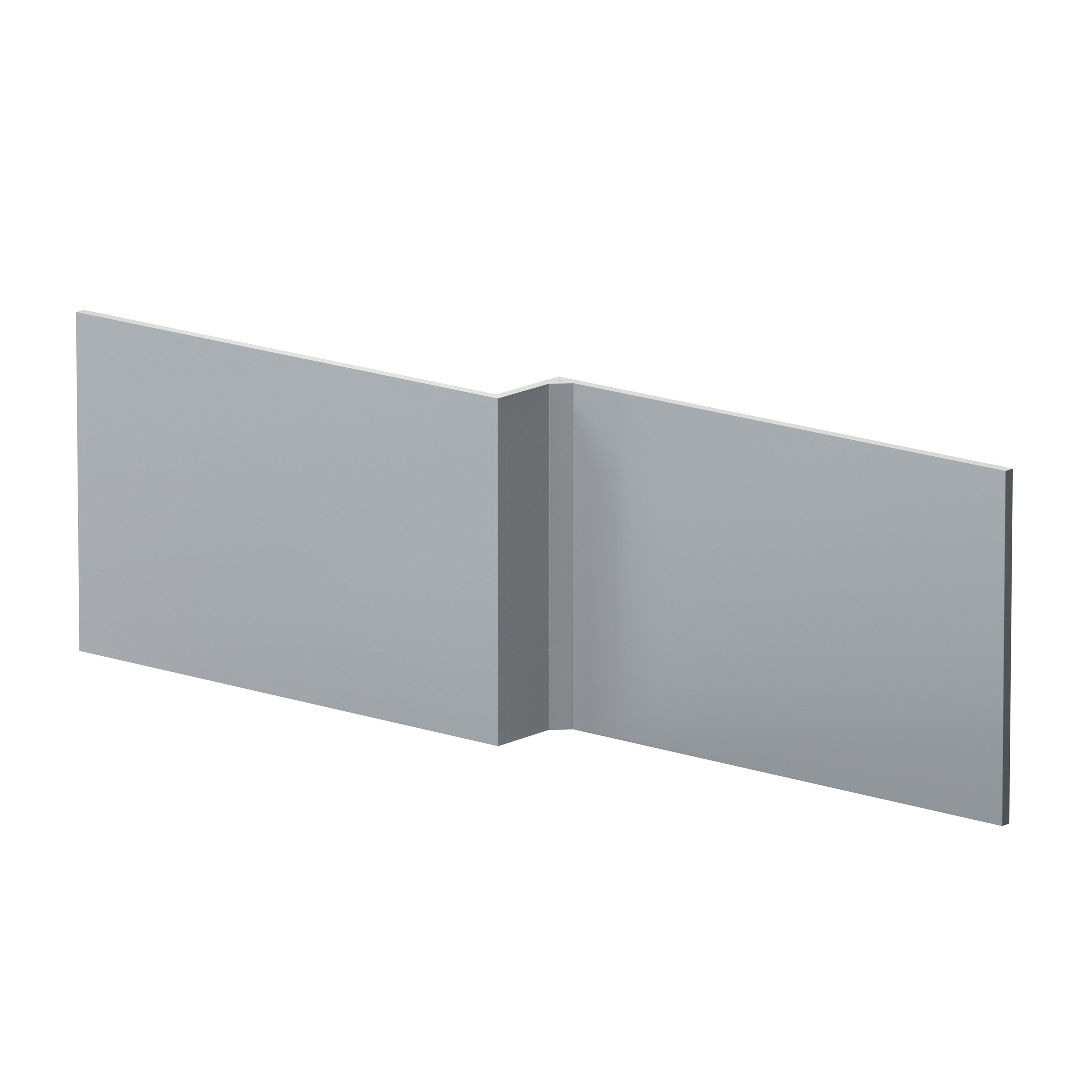 Urban 1700mm L-Shape Square Satin Grey MDF Matt Shower Bath Front Panel