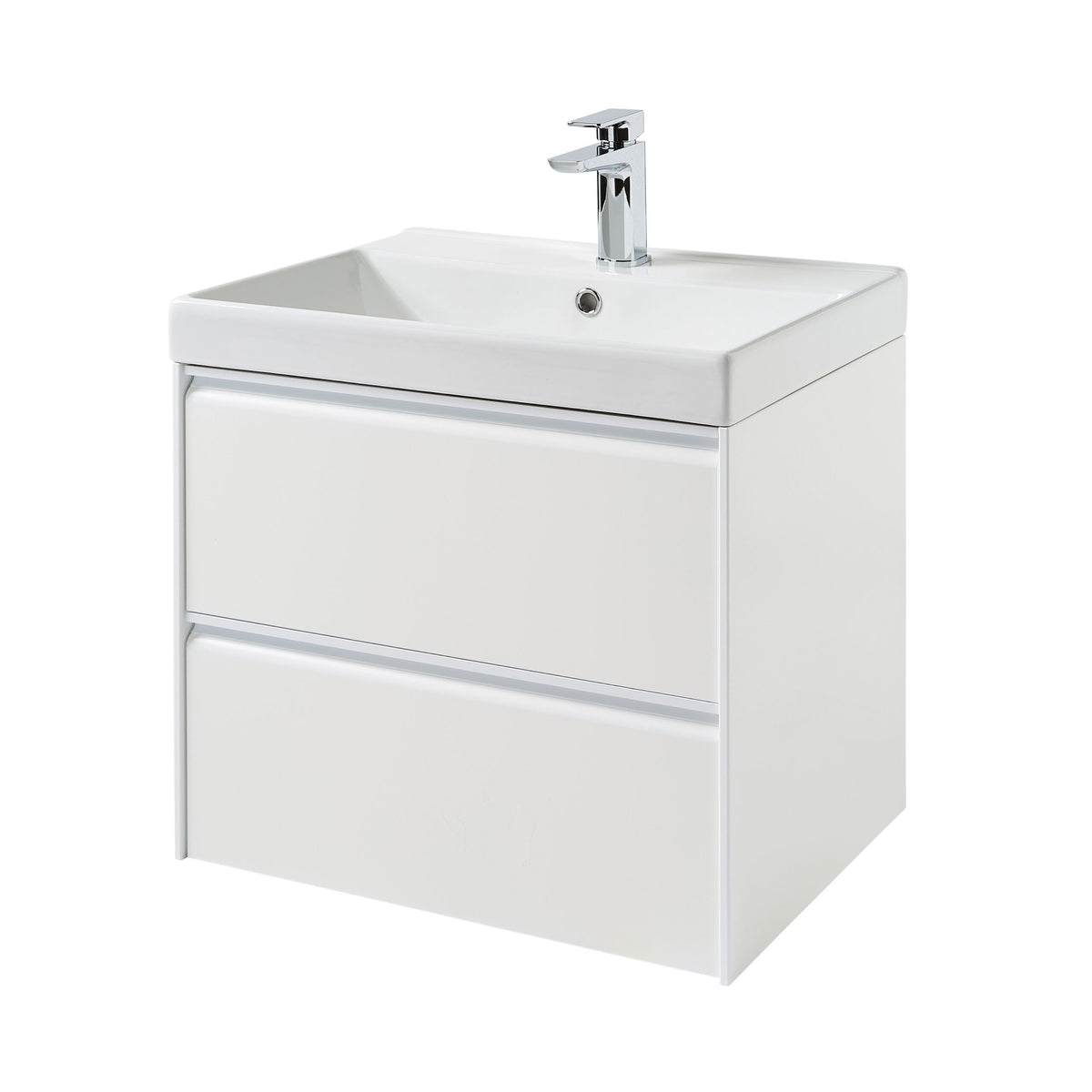 Moon 600mm 2 Drawer Wall Mounted Unit Matt White