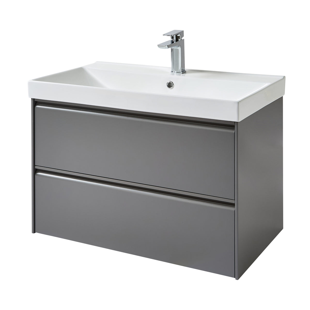 Moon 800mm 2 Drawer Wall Mounted Unit Matt Grey - MOON800WM-G - MOON800WM-G 2