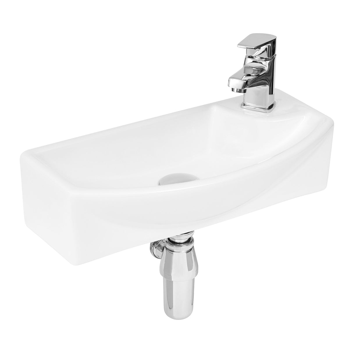 Nuie 1 Tap Hole 450mm Compact Left Hand Ceramic Basin
