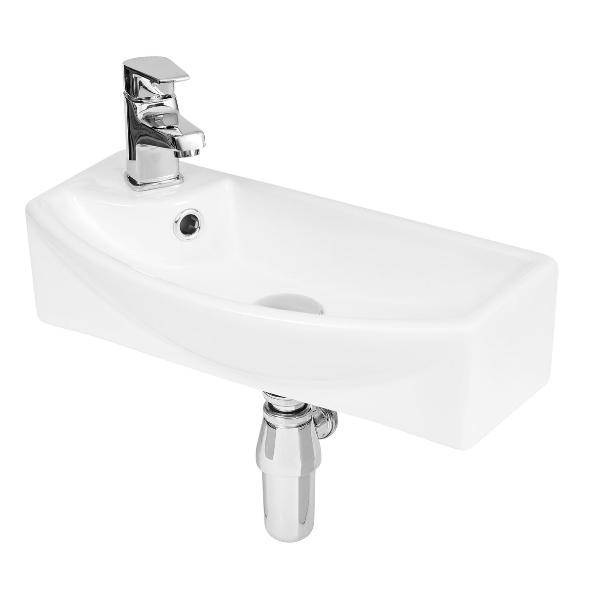 Hudson Reed 1 Tap Hole 450mm Compact Right Hand Ceramic Basin