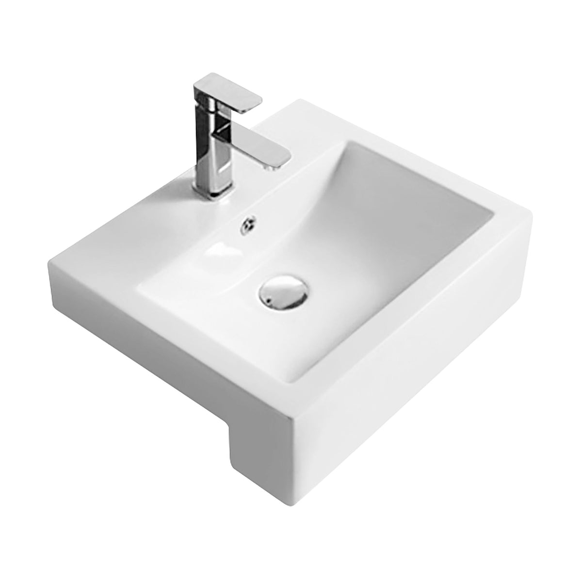 Nuie 1 Tap Hole 530mm Ceramic Square Semi-Recessed Basin