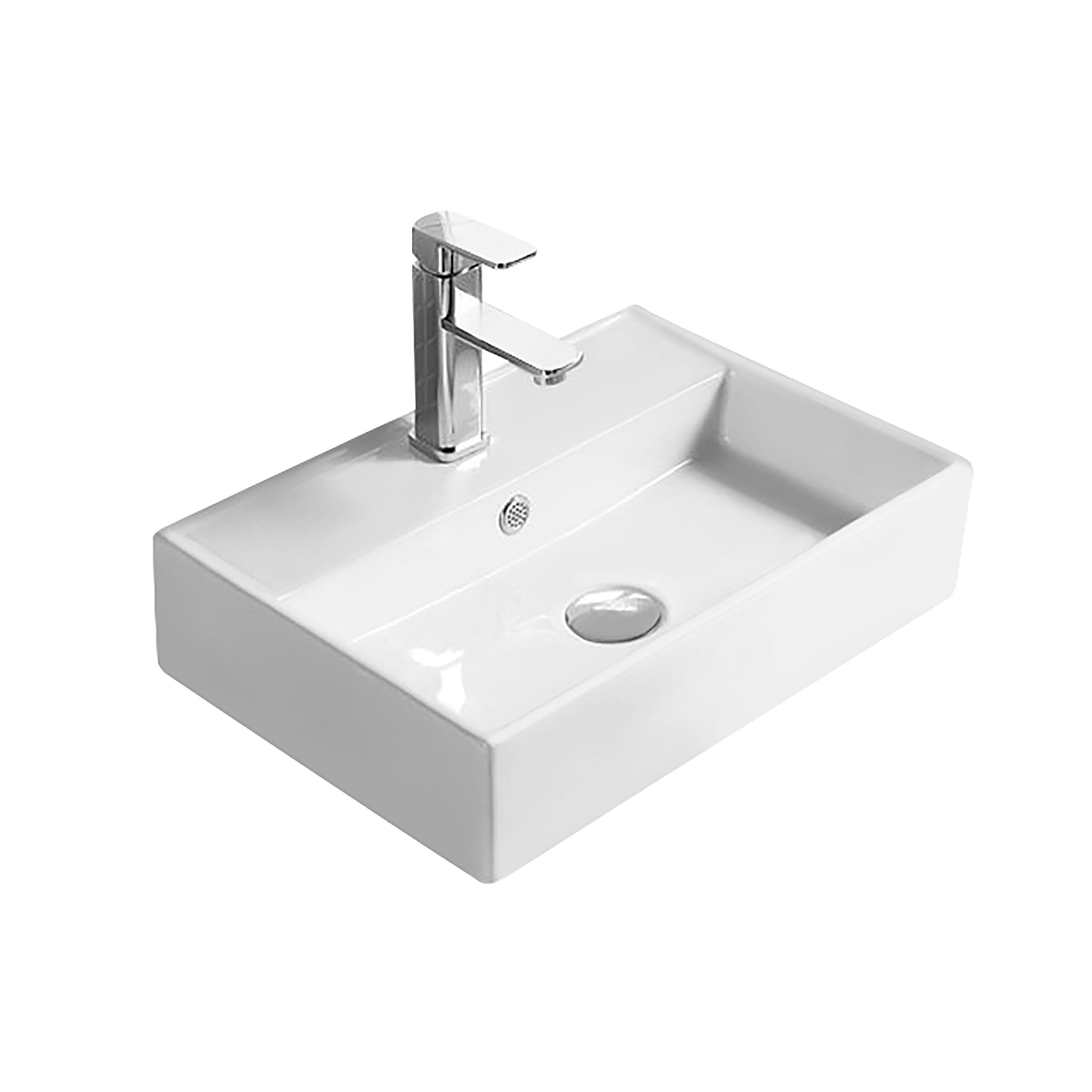 1 Tap Hole 500mm Ceramic Square Vessel Basin