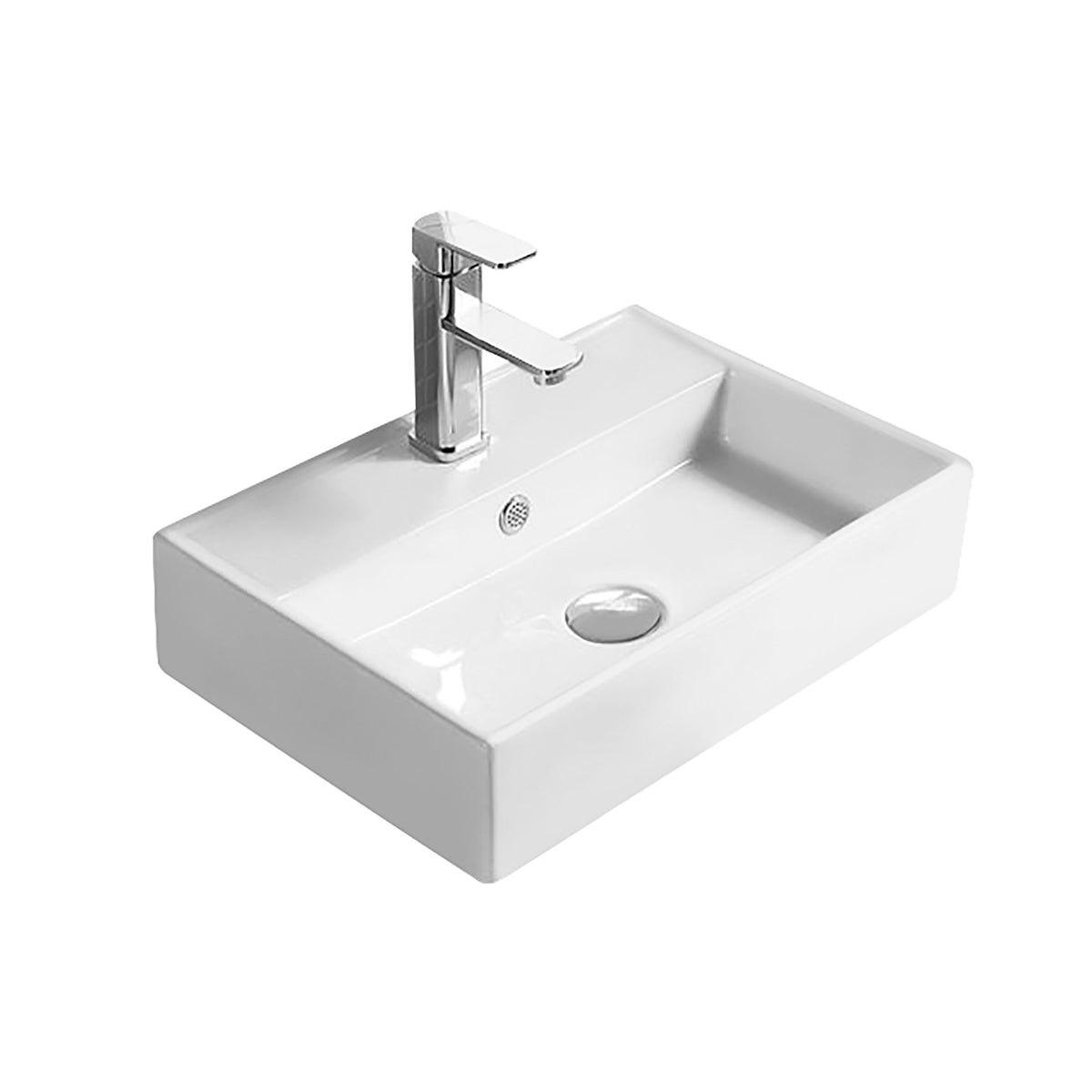 Hudson Reed 1 Tap Hole 500mm Ceramic Square Vessel Basin