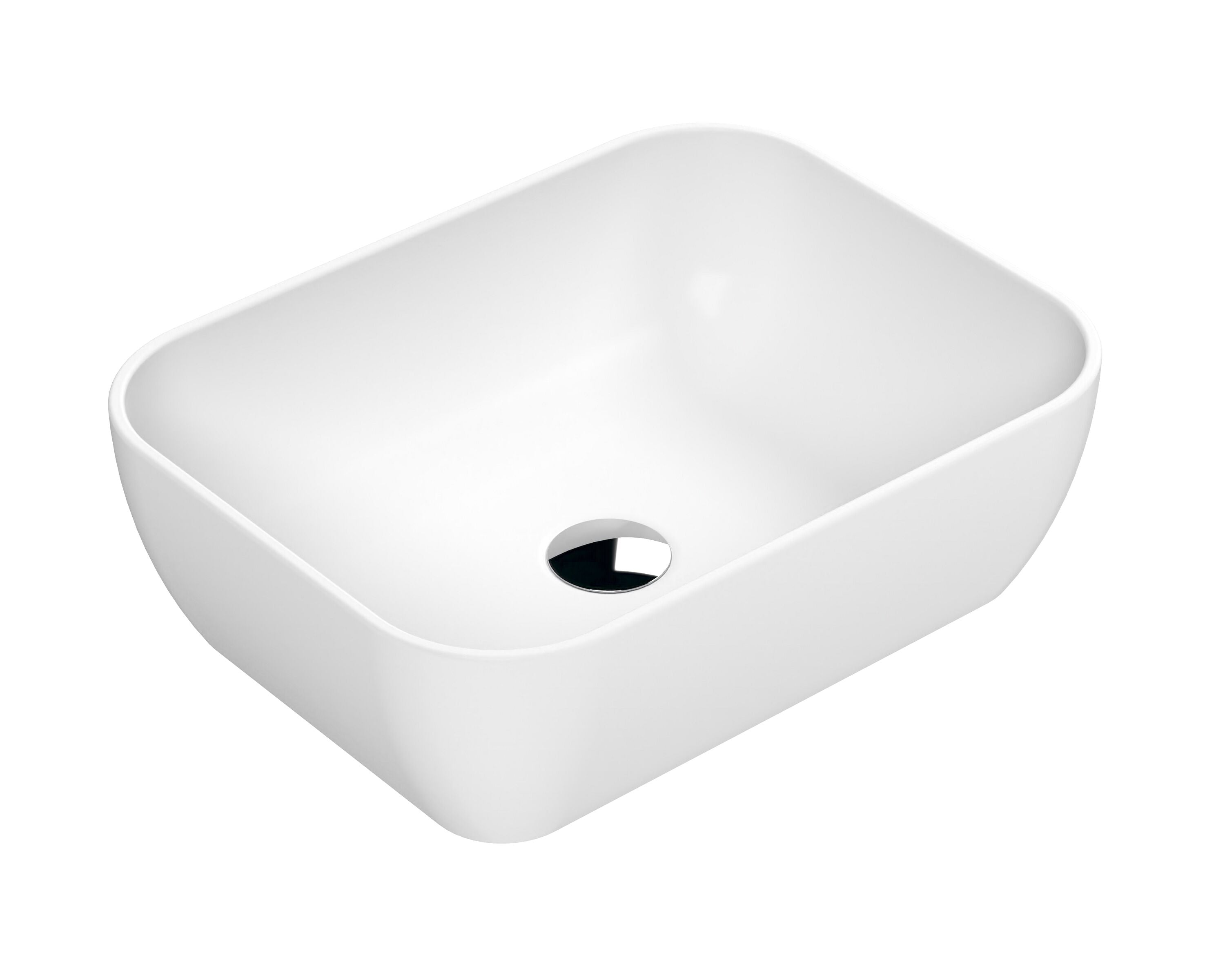 455mm Matt White Ceramic Rectangular Vessel Basin