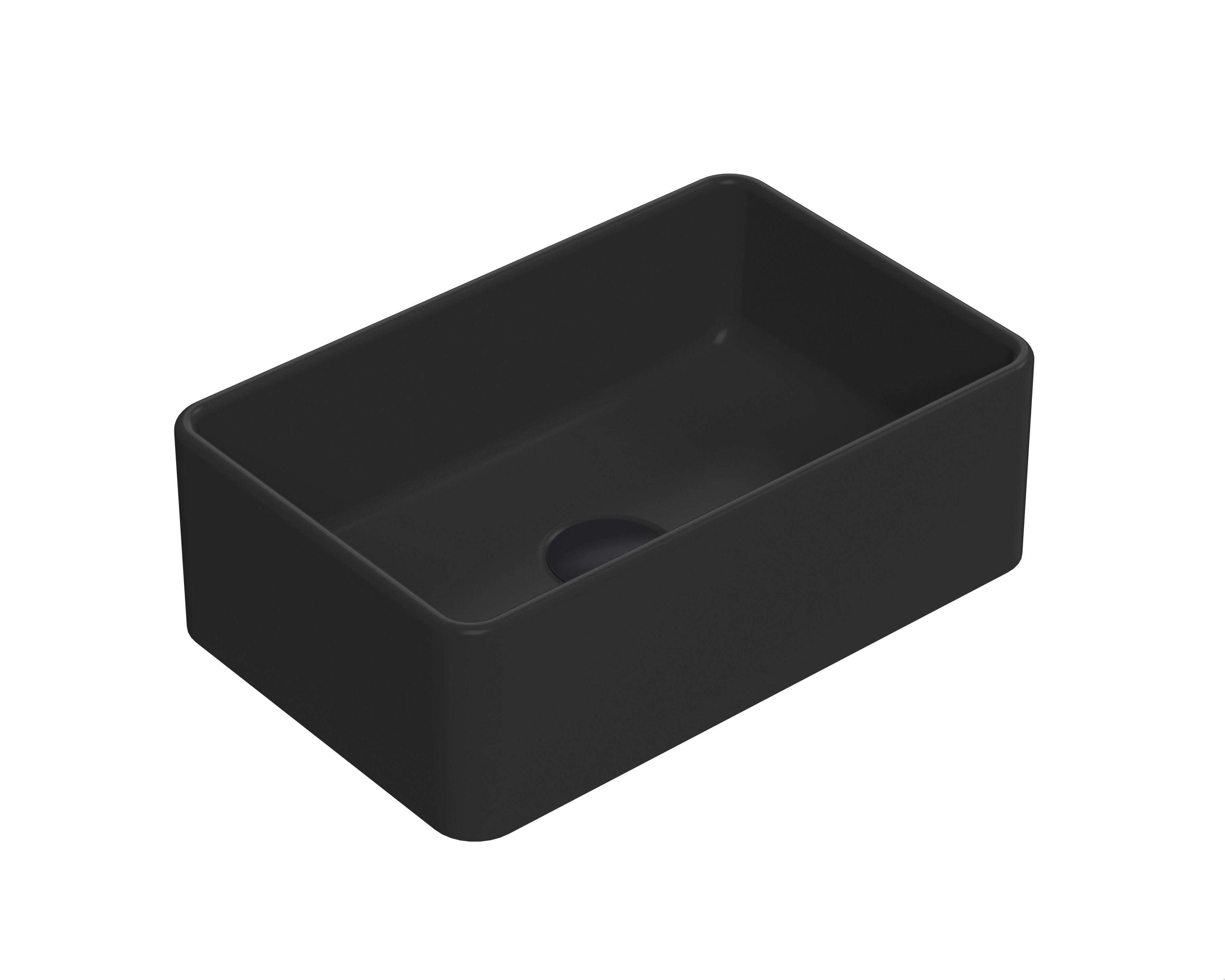 365mm Ceramic Matt Black Rectangular Vessel Basin